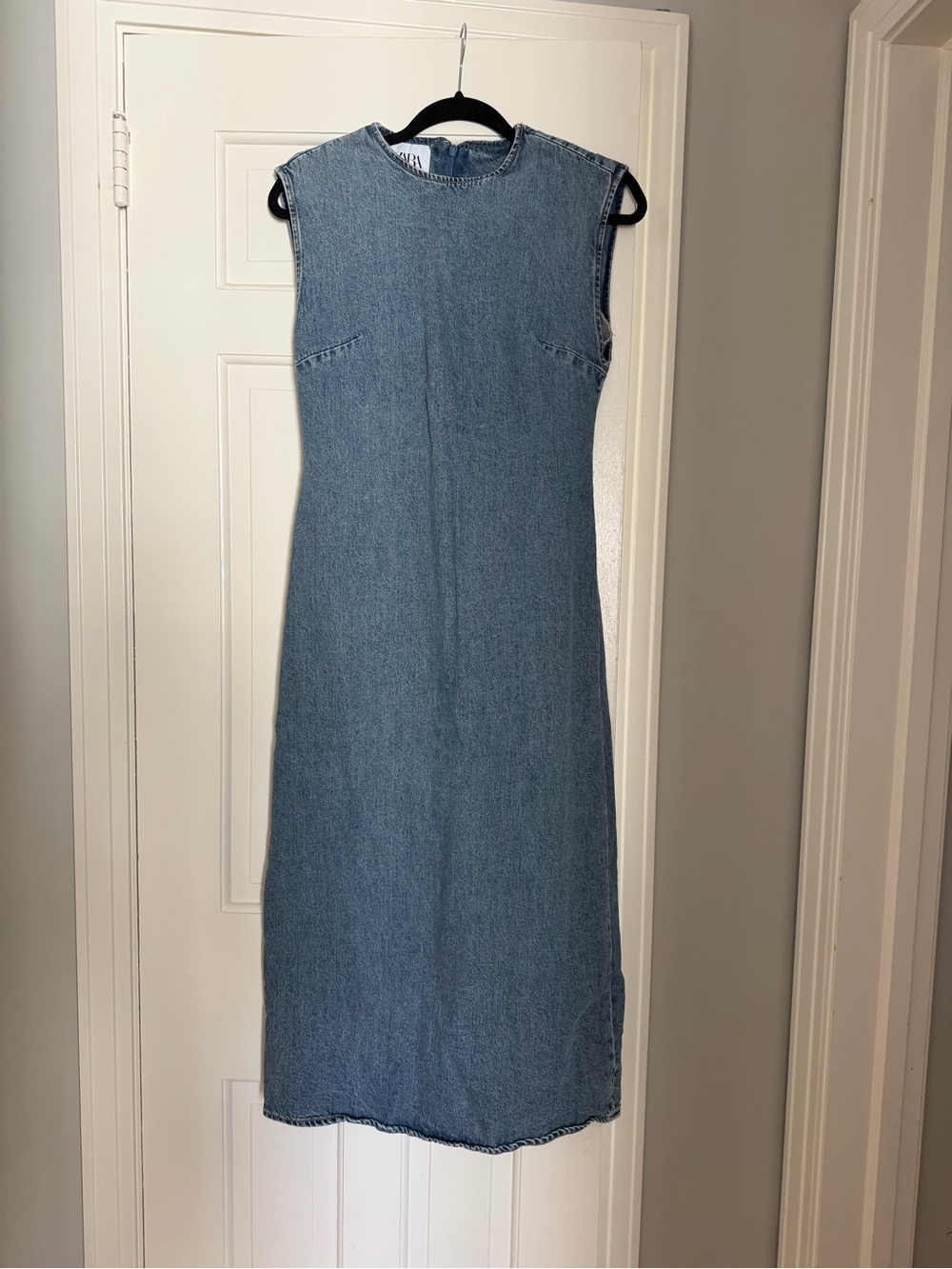 Zara Sleeveless Denim Midi Maxi Dress - Light Blue USA S